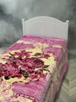 پتو 1 نفره زمستانه خارجی دو رو  طرح گل صورتی - تصویر 2