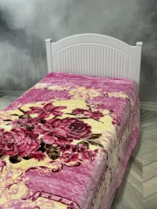 پتو 1 نفره زمستانه خارجی دو رو  طرح گل صورتی - تصویر 2