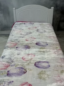 پتو 1 نفره زمستانه خارجی دو رو  طرح گل صورتی - تصویر 4