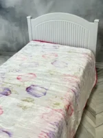 پتو 1 نفره زمستانه خارجی دو رو  طرح گل صورتی - تصویر 3