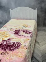 پتو یک نفره زمستانه خارجی دو رو طرح گل گلبهی - تصویر 2
