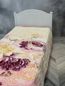 پتو یک نفره زمستانه خارجی دو رو طرح گل گلبهی - تصویر 2