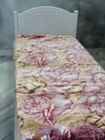 پتو 1 نفره زمستانه خارجی دو رو  طرح کرم گلبهی - تصویر 2