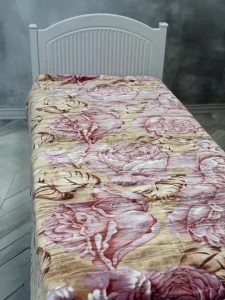 پتو 1 نفره زمستانه خارجی دو رو  طرح کرم گلبهی - تصویر 2