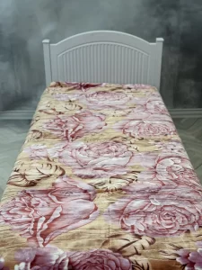 پتو 1 نفره زمستانه خارجی دو رو  طرح کرم گلبهی - تصویر 5