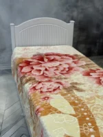 پتو 1 نفره زمستانه خارجی دو رو  طرح کرم گلبهی - تصویر 3