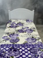 پتو 1 نفره زمستانه خارجی دو رو  طرح گل بنفش - تصویر 6
