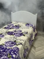 پتو 1 نفره زمستانه خارجی دو رو  طرح گل بنفش - تصویر 3