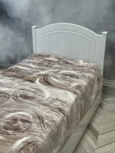 پتو 1 نفره زمستانه خارجی دو رو  طرح کرم با گل نارنجی - تصویر 3