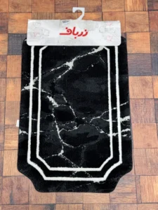 پادری فرش زرباف طرح ماربل مشکی - تصویر 2