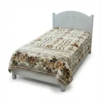 پتو 1 نفره زمستانه خارجی دو رو  طرح کرم با گل نارنجی