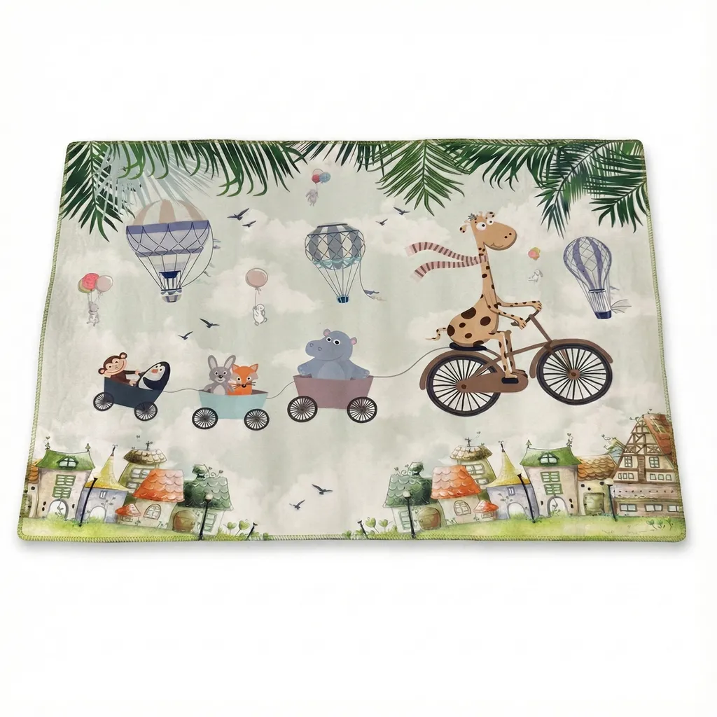 03405172 قالیچه چوغا فانتزی پشت ترمز طرح شهربازی حیوانات - تصویر 1