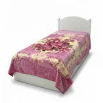 پتو 1 نفره زمستانه خارجی دو رو  طرح گل صورتی