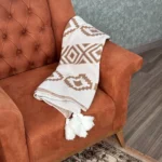 شال مبل پانچی پلی استر طرح بوهو (هندسی) – مدل ریشه‌دار - تصویر 3