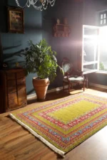 فرش بلوچ قشقایی 118 سبز اکرلیک 700 شانه - تصویر 2