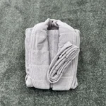 حوله تن پوش پالتویی برق لامع رویال طوسی روشن - تصویر 2