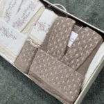 سرویس کامل حوله دونفره دانتل کرالیچه کرم قهوه ای - تصویر 5