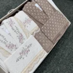 سرویس کامل حوله دونفره دانتل کرالیچه کرم قهوه ای - تصویر 4