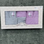 سرویس کامل حوله دونفره هارمونی یاسی طوسی - تصویر 2