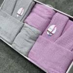 سرویس کامل حوله دونفره هارمونی یاسی طوسی - تصویر 3