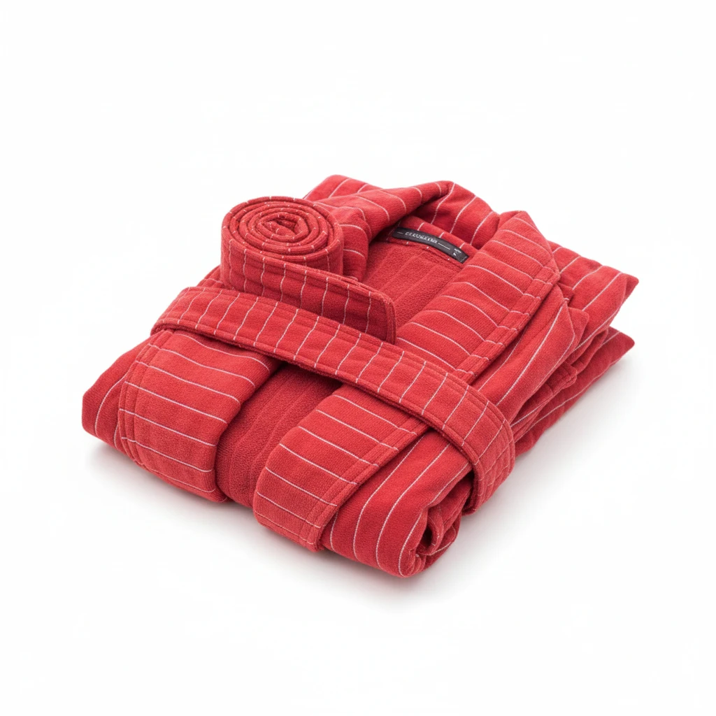 03424054 حوله تن پوش پالتویی برق لامع لوزان آجری - تصویر 1