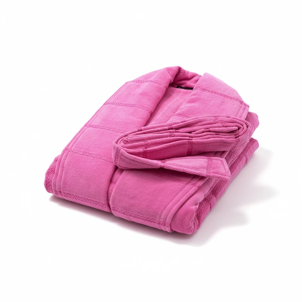 03424099 حوله تن پوش پالتویی برق لامع رویال صورتی تیره - تصویر 1