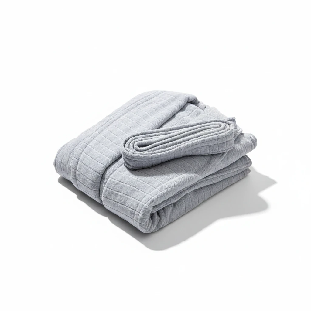 03424057 حوله تن پوش پالتویی برق لامع لوزان طوسی روشن - تصویر 1