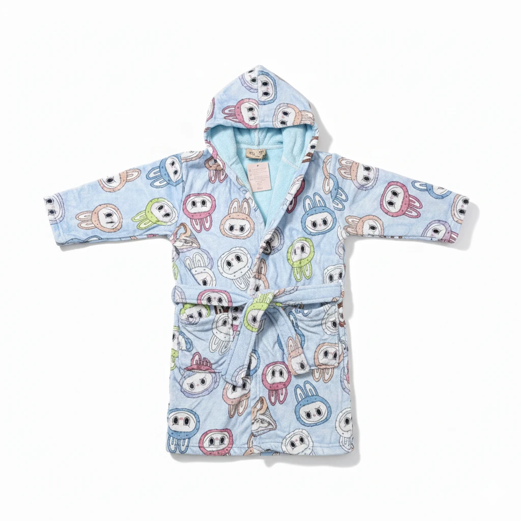 03424185 حوله تن پوش پالتویی کودک برق لامع لبوبو آبی - تصویر 1