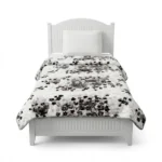 پتو 1 نفره زمستانه خارجی دو رو  طرح شکوفه مشکی